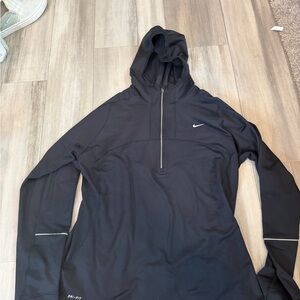 Nike Black Hooded Half-Zip running pullover
